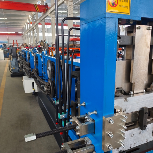 Close-up view of C and Z purlin roll forming machine