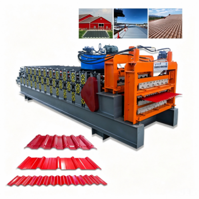 Three-Layer Resin Tile Arc Trapezoidal Roofing Sheet Roll Forming Machine